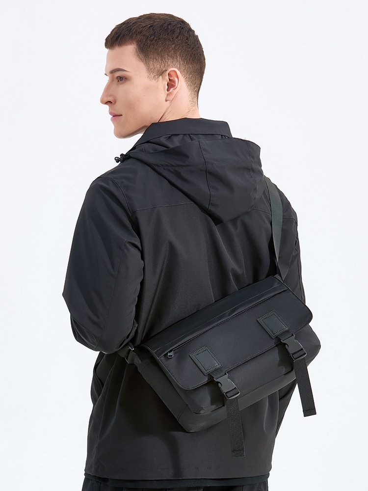 Men's Matte Black Messenger Bag - Tech Crossbody
