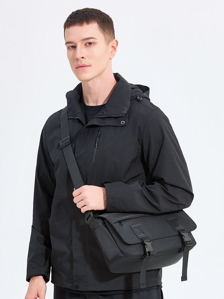 Men's Matte Black Messenger Bag - Tech Crossbody