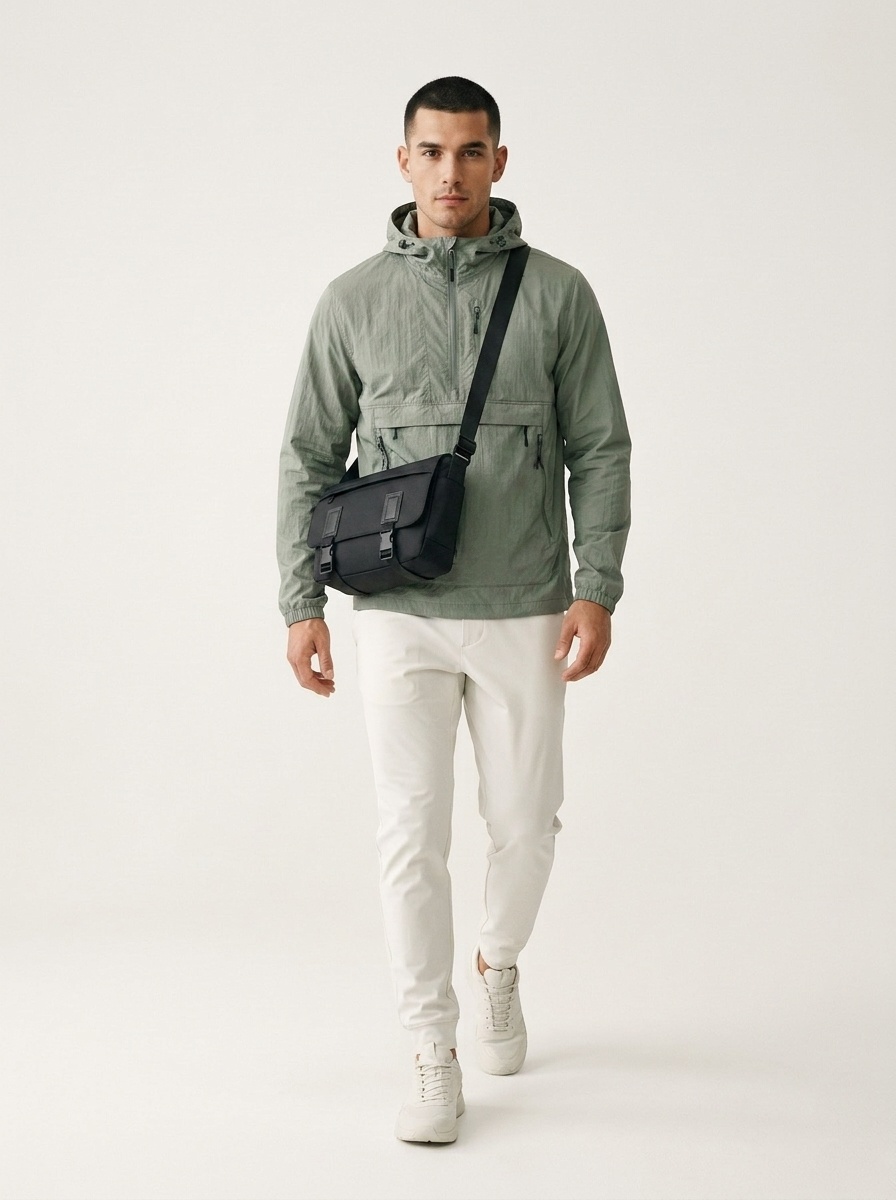 Men's Matte Black Messenger Bag - Tech Crossbody