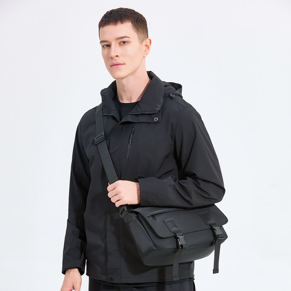Men's Matte Black Messenger Bag - Tech Crossbody