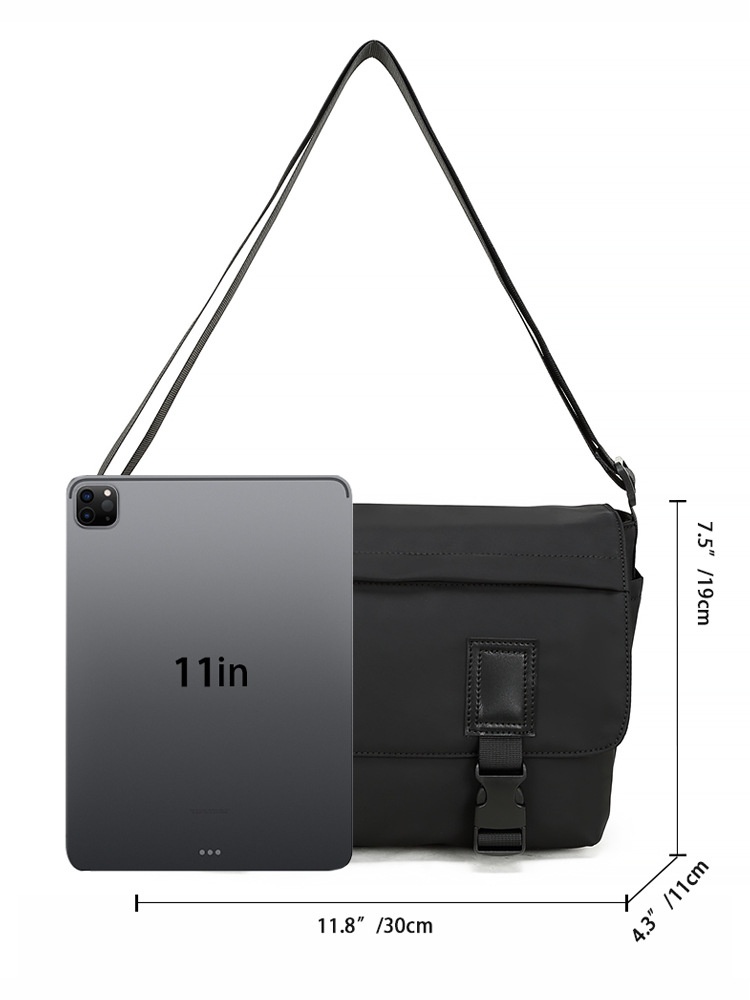Men's Matte Black Messenger Bag - Tech Crossbody