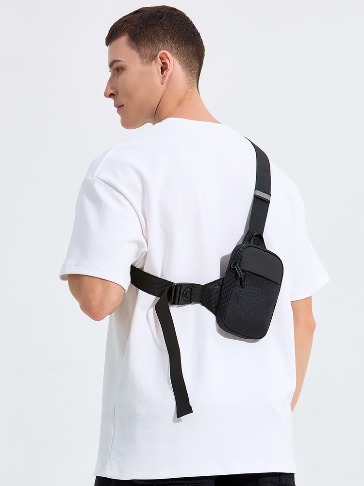 Men's Black Chest Bag Sling Crossbody Pack