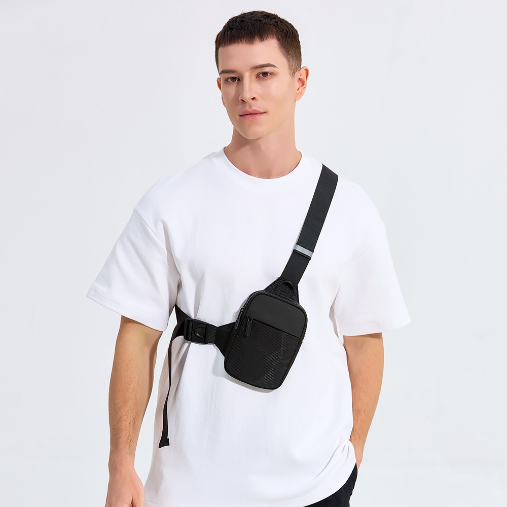 Men's Black Chest Bag Sling Crossbody Pack