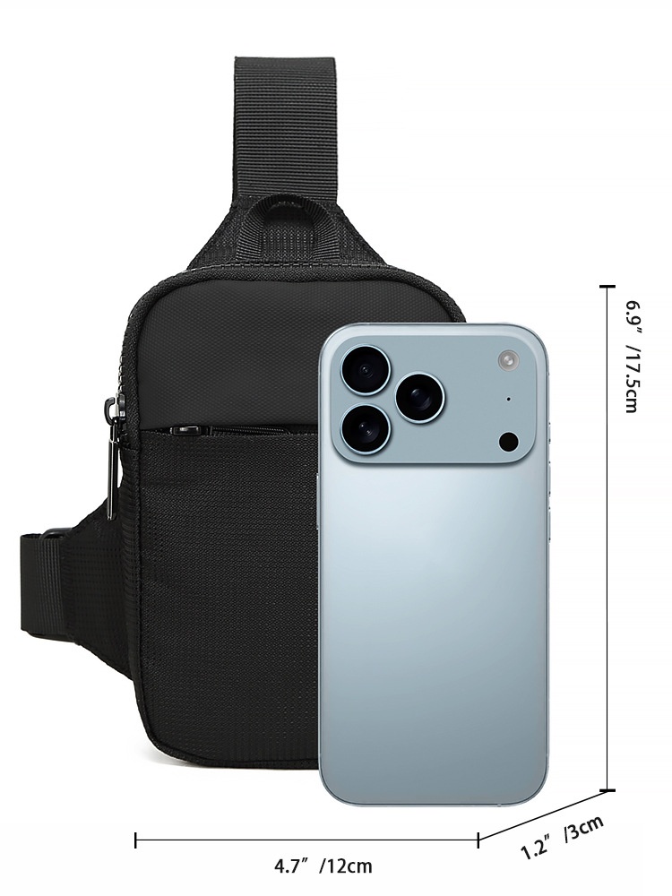 Men's Black Chest Bag Sling Crossbody Pack