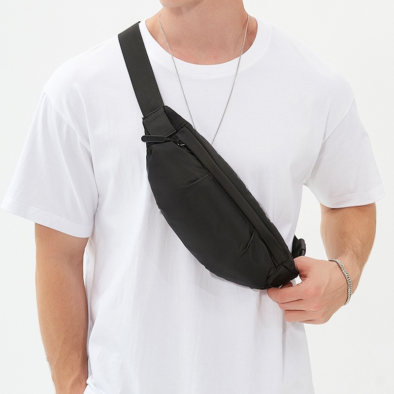 Black Nylon Fanny Pack | Adjustable Waist Sling Bag