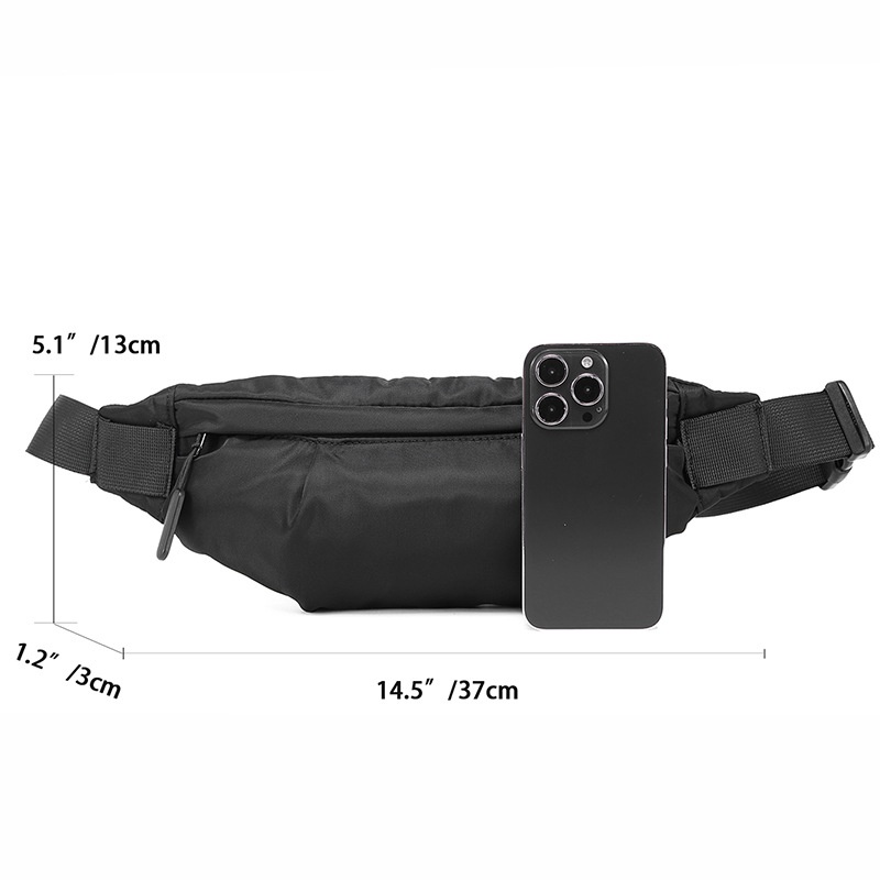 Black Nylon Fanny Pack | Adjustable Waist Sling Bag