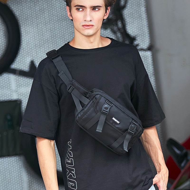 Men's Black Casual Sling Bag - Crossbody Waist Pack