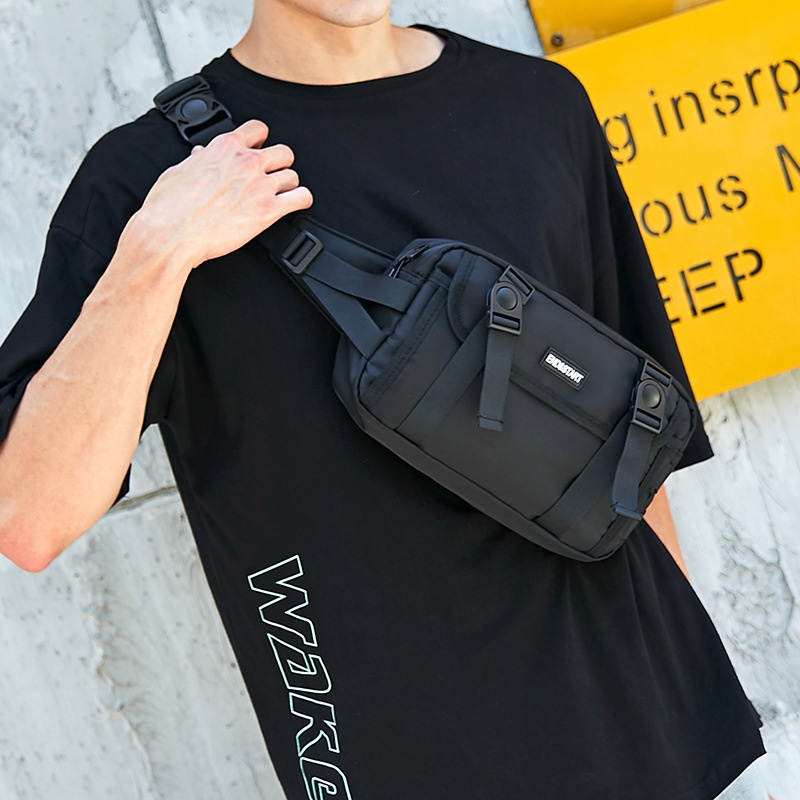 Men's Black Casual Sling Bag - Crossbody Waist Pack