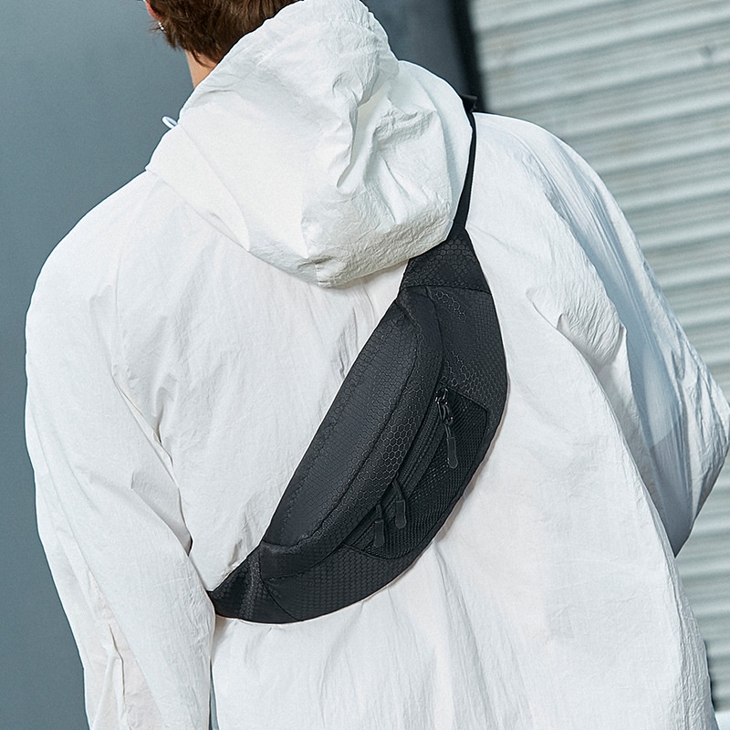 Sporty Black Fanny Pack - Waist Bag & Sling Bag