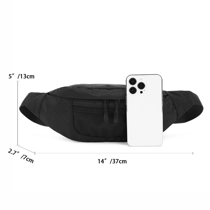 Sporty Black Fanny Pack - Waist Bag & Sling Bag
