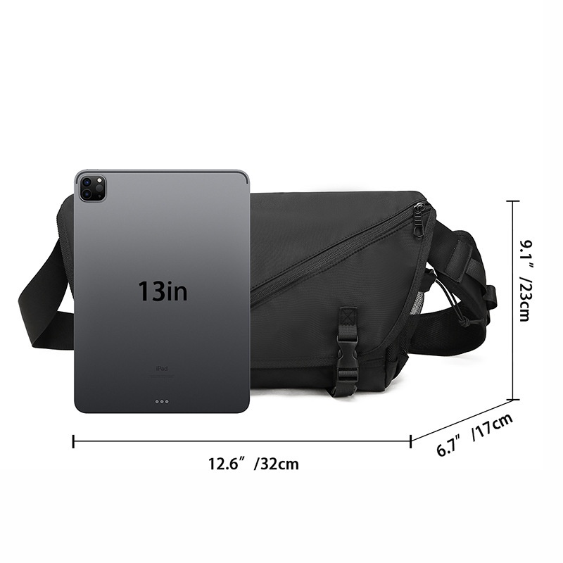 Men's Black Messenger Bag - Tech Crossbody Sling