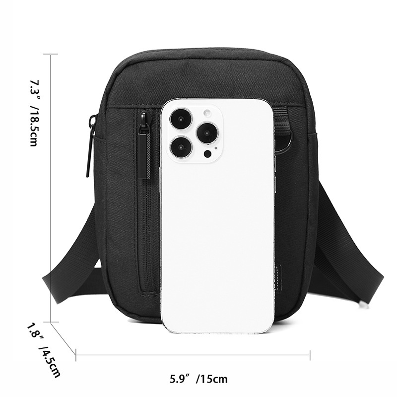 Men's Casual Black Crossbody Bag - Small Shoulder Messenger