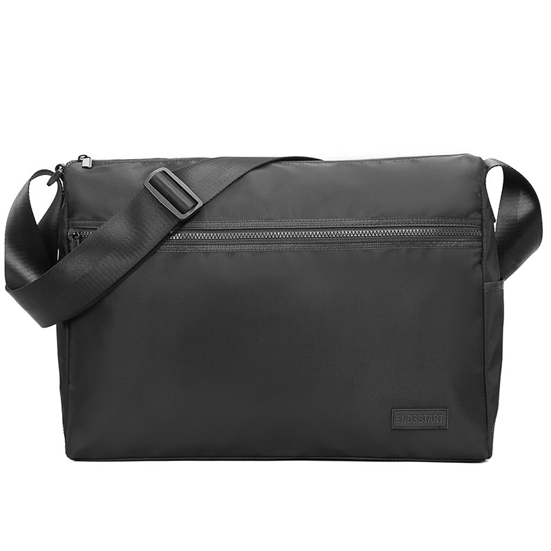 Men's Black Nylon Messenger Bag - Laptop & Travel