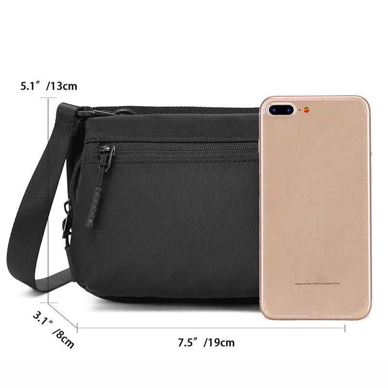 Men's Black Nylon Crossbody Bag - Compact Shoulder Pouch