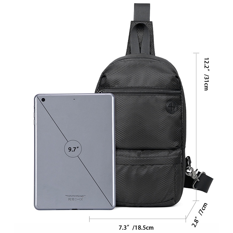 Men's Black Crossbody Sling Bag - Lightweight & Durable