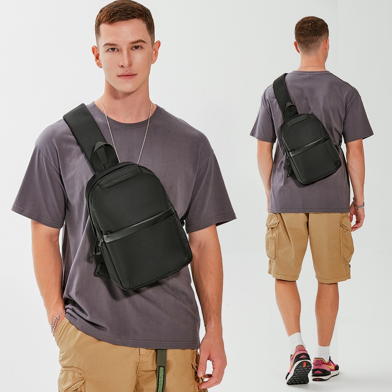 Men's Lightweight Black Sling Bag - Crossbody Chest Pack