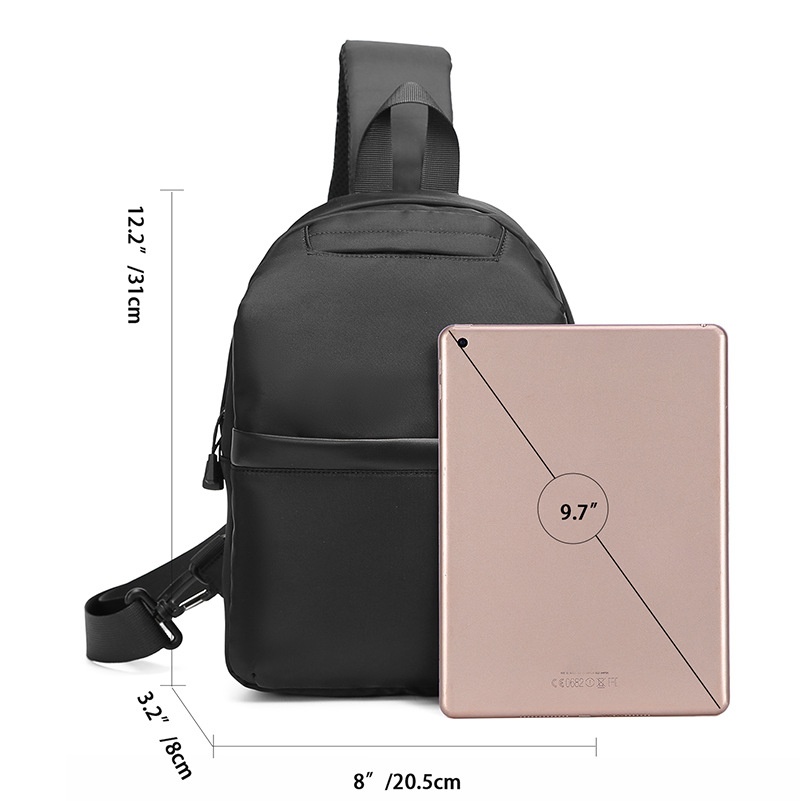 Men's Lightweight Black Sling Bag - Crossbody Chest Pack