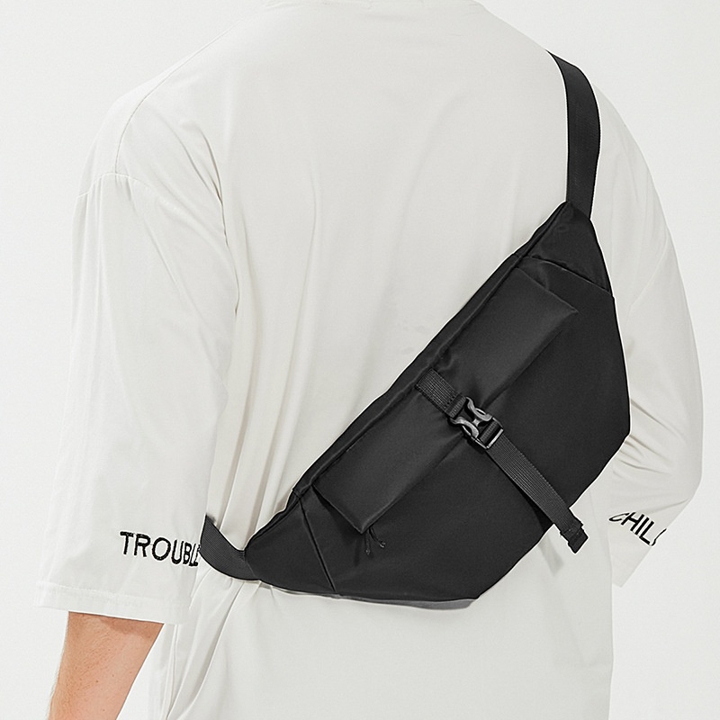 Sleek Black Crossbody Sling Bag - Modern Waist Pack