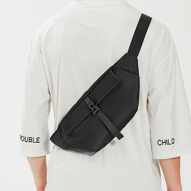 Sleek Black Crossbody Sling Bag - Modern Waist Pack