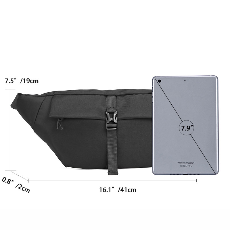 Sleek Black Crossbody Sling Bag - Modern Waist Pack