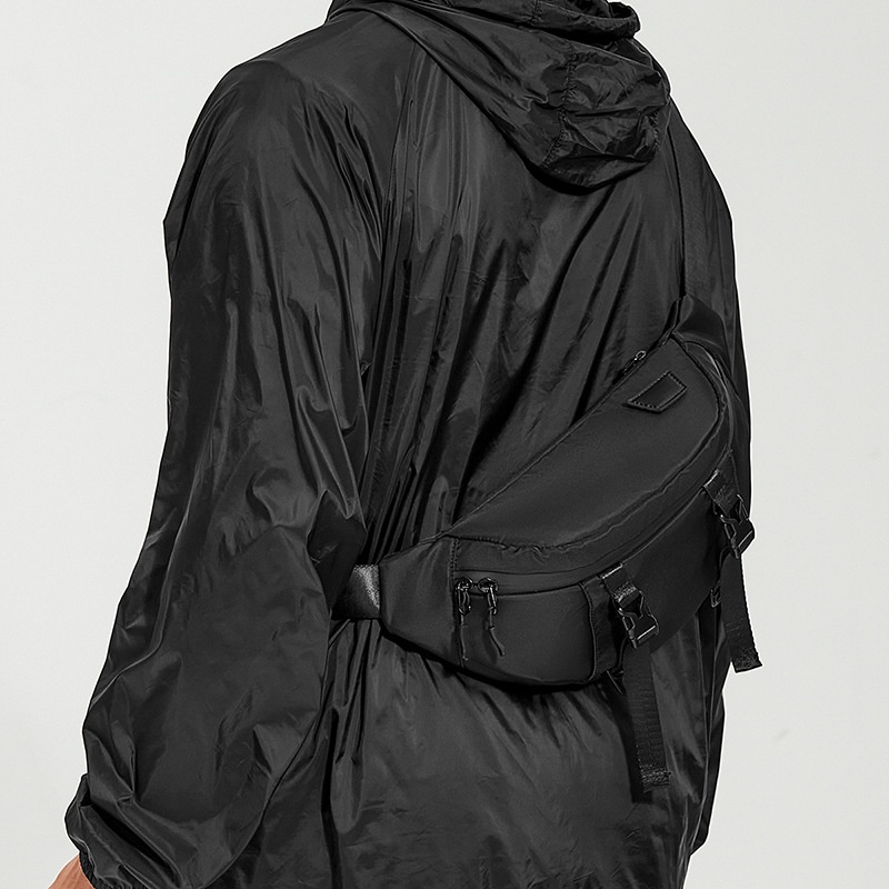Men's Black Waterproof Sling Bag - Travel Waist Pack