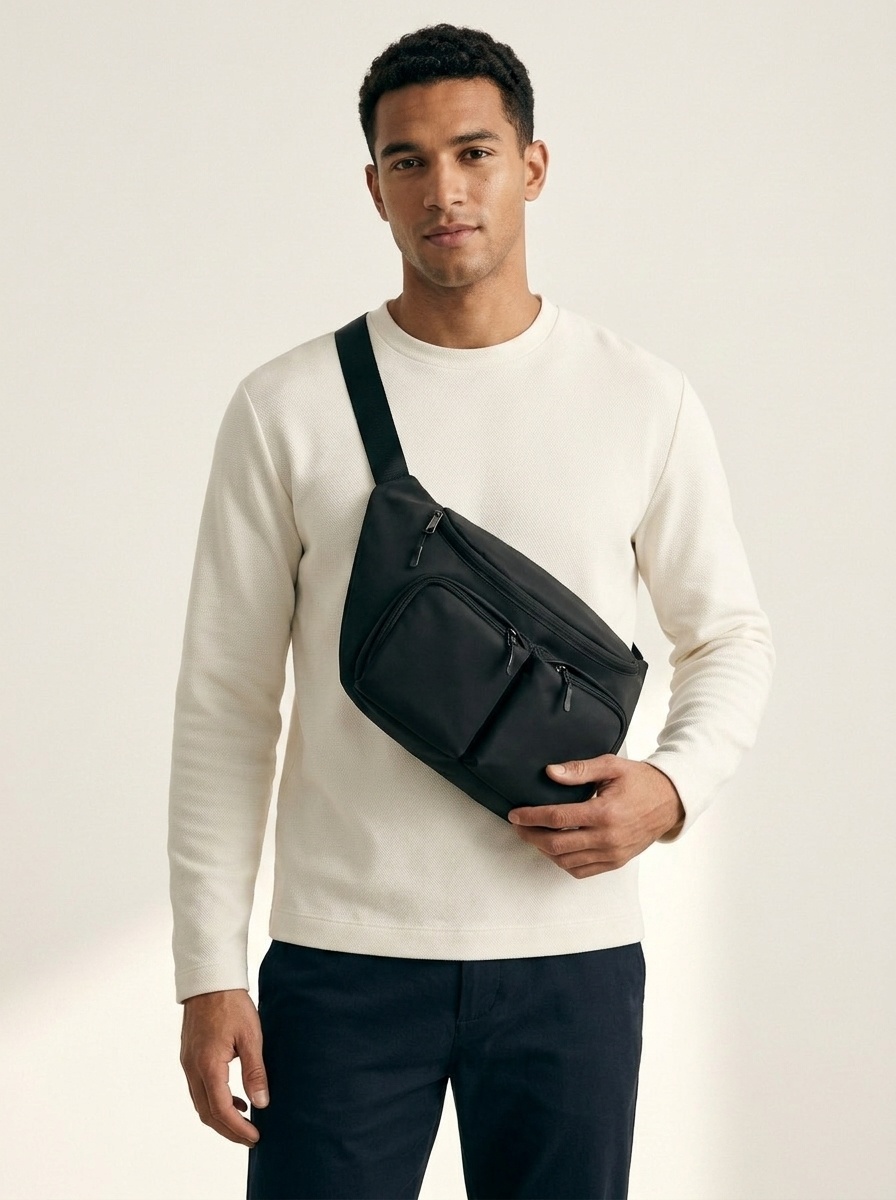 Unisex Multi-Pocket Waterproof Sling Crossbody Bag