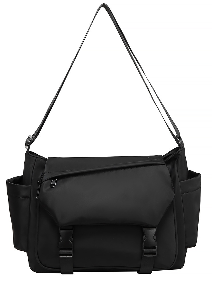 Men's Black Messenger Bag - Casual Crossbody Shoulder Bag