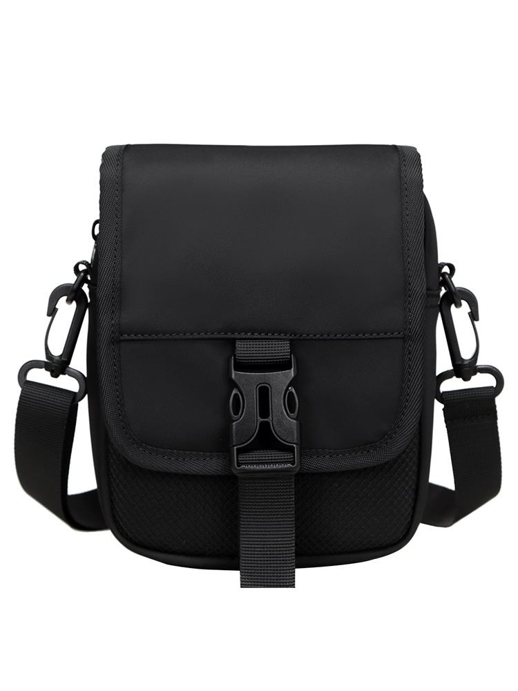 Men's Black Casual Crossbody Bag with Buckle
