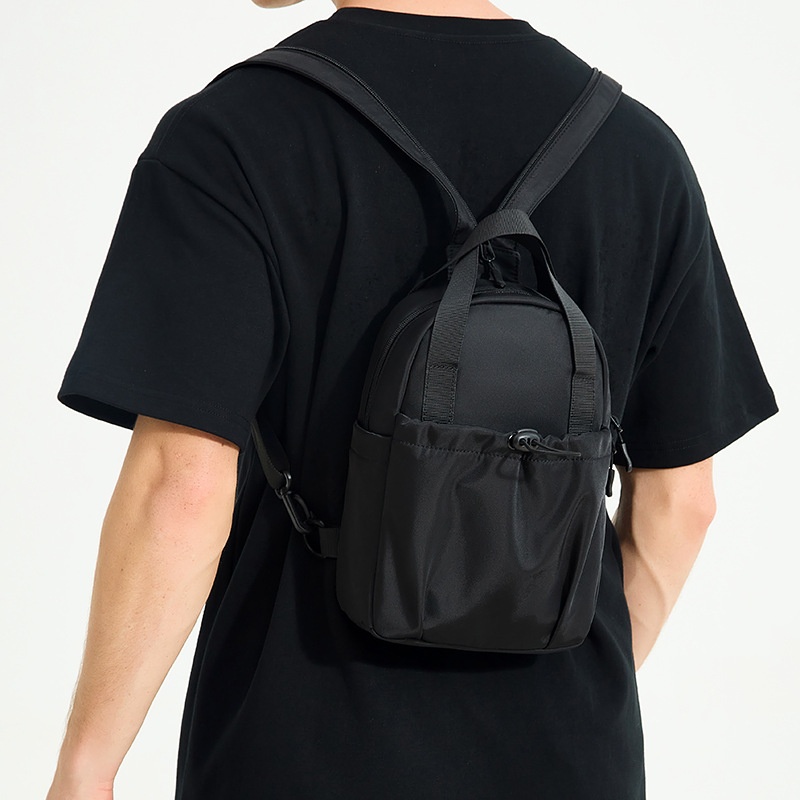 Convertible Mini Backpack Sling Bag - Black Nylon