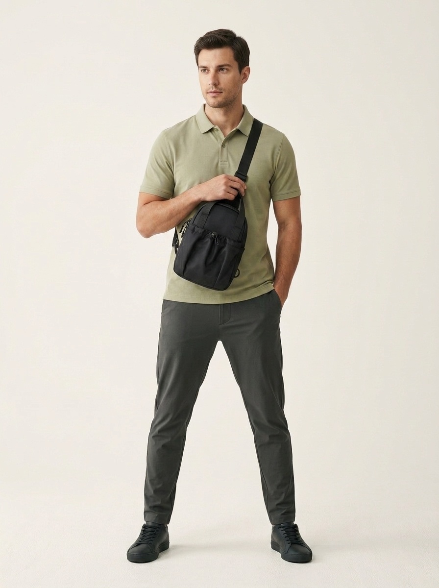 Convertible Mini Backpack Sling Bag - Black Nylon