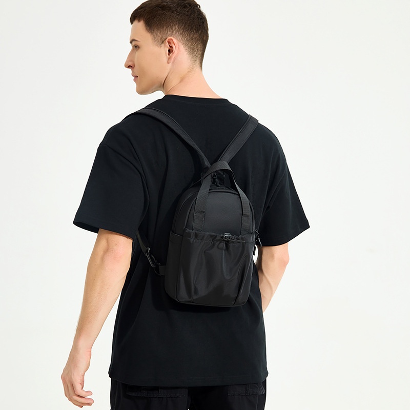 Convertible Mini Backpack Sling Bag - Black Nylon