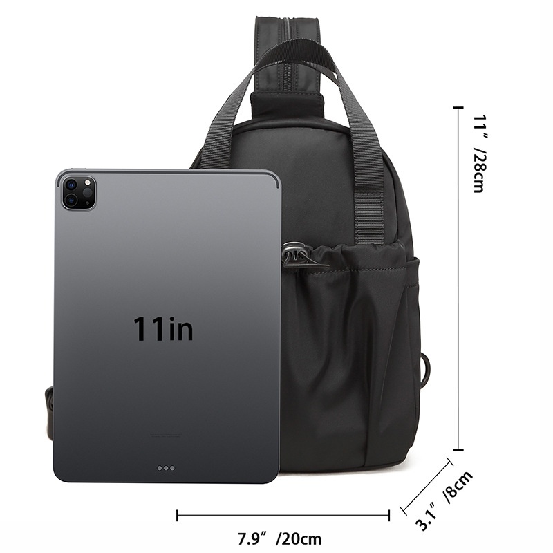 Convertible Mini Backpack Sling Bag - Black Nylon