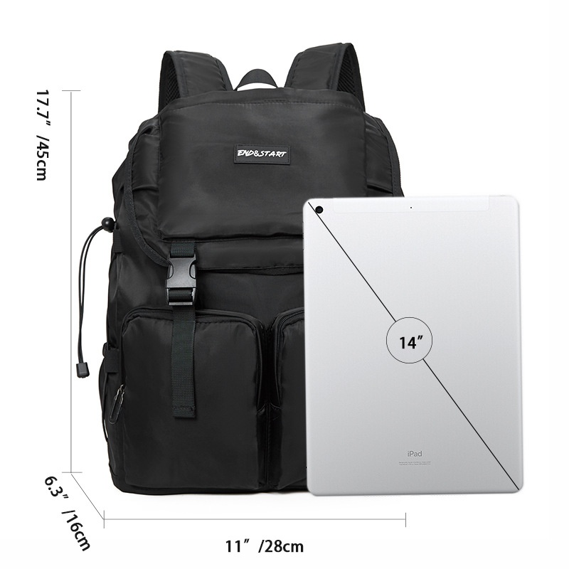 Men's Casual Black Flap Top Backpack - Laptop Daypack