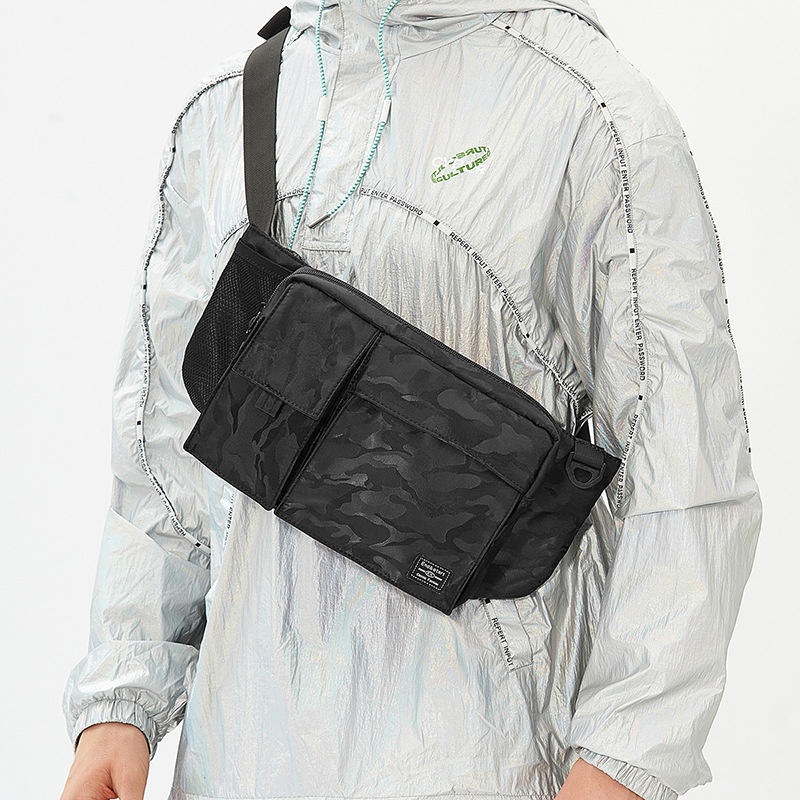 Men's Black Camo Crossbody Sling Bag - Tactical Style