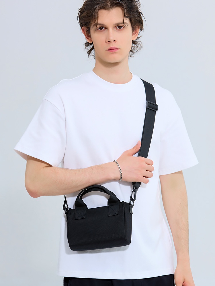 Mini Crossbody Tote Bag with Top Handles - Black