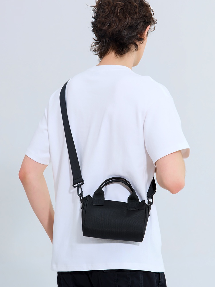 Mini Crossbody Tote Bag with Top Handles - Black