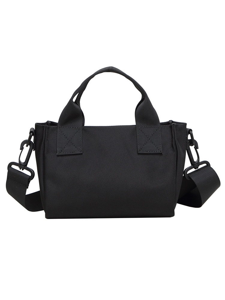 Mini Crossbody Tote Bag with Top Handles - Black