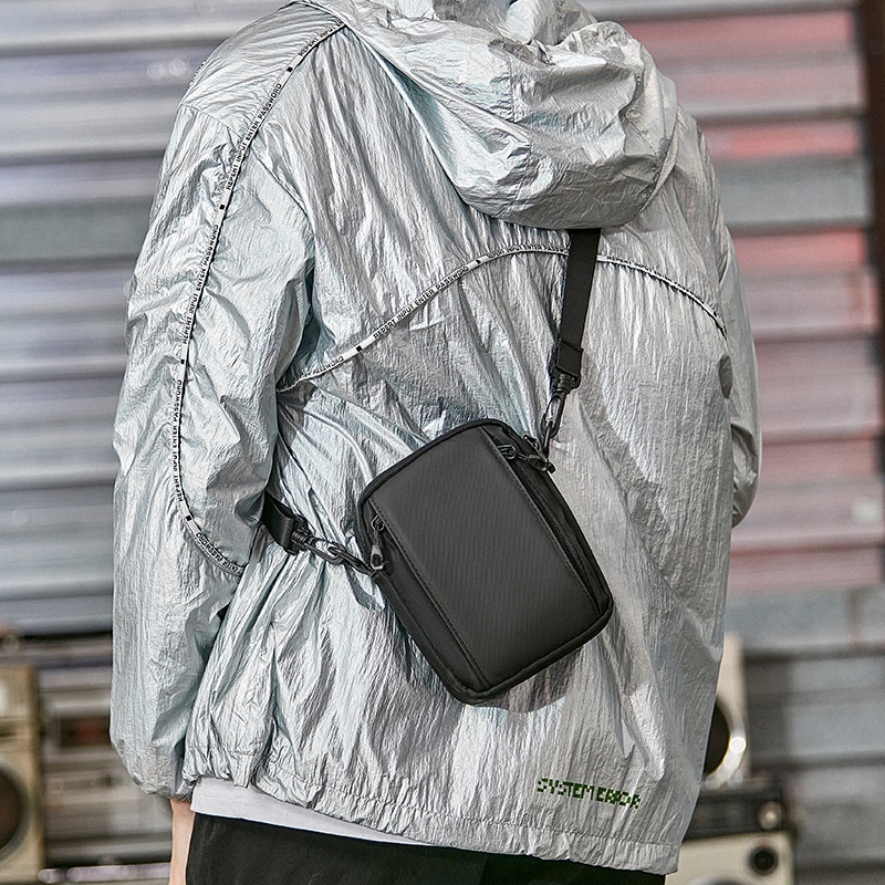 Men's Compact Crossbody Bag - Matte Black Shoulder Pouch