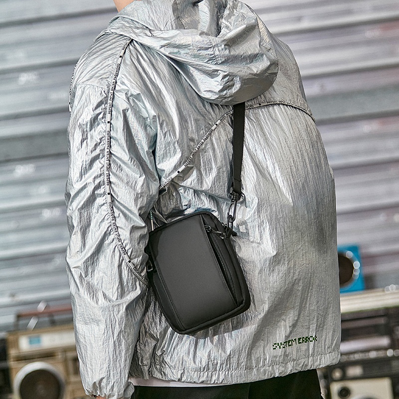 Men's Compact Crossbody Bag - Matte Black Shoulder Pouch