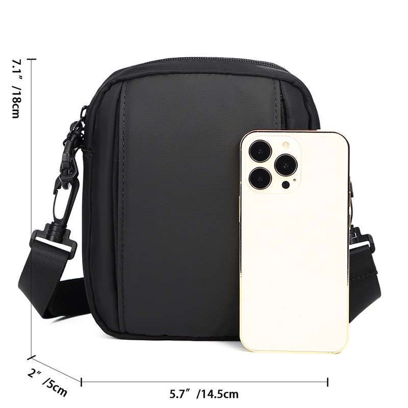 Men's Compact Crossbody Bag - Matte Black Shoulder Pouch