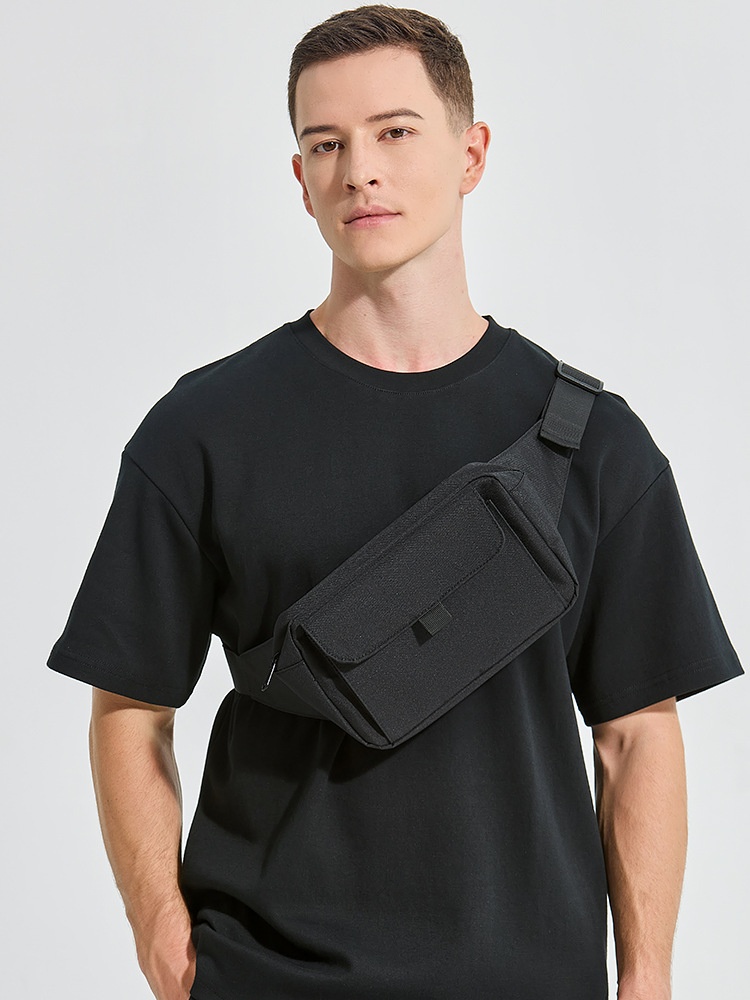 Men's Black Crossbody Fanny Pack - Versatile Chest Bag