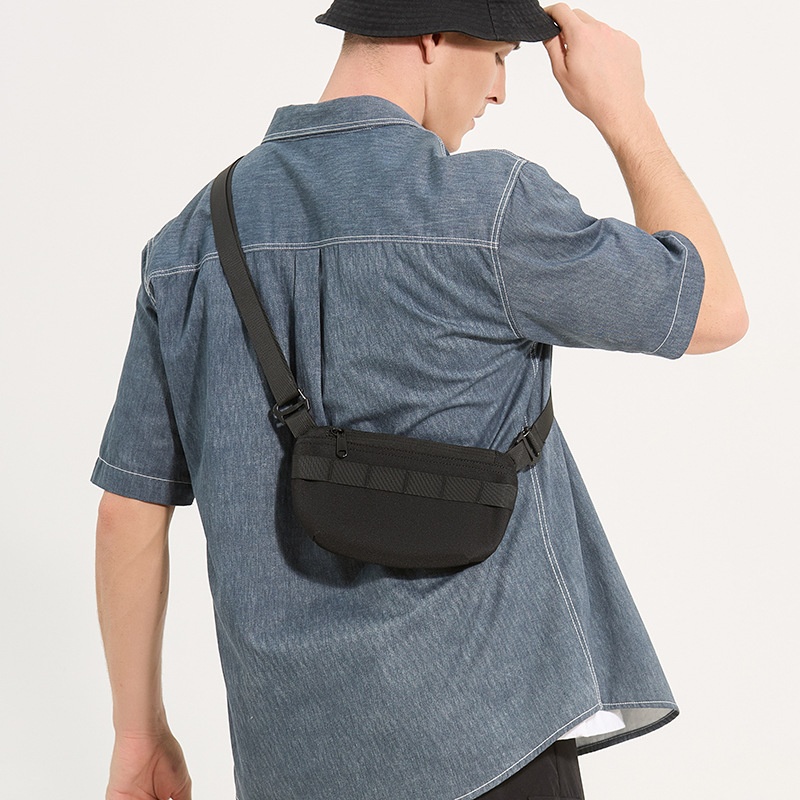 Men's Black Crossbody Bag - Casual Sling Chest Pack