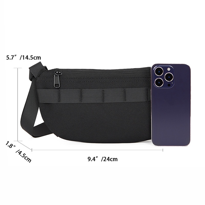 Men's Black Crossbody Bag - Casual Sling Chest Pack