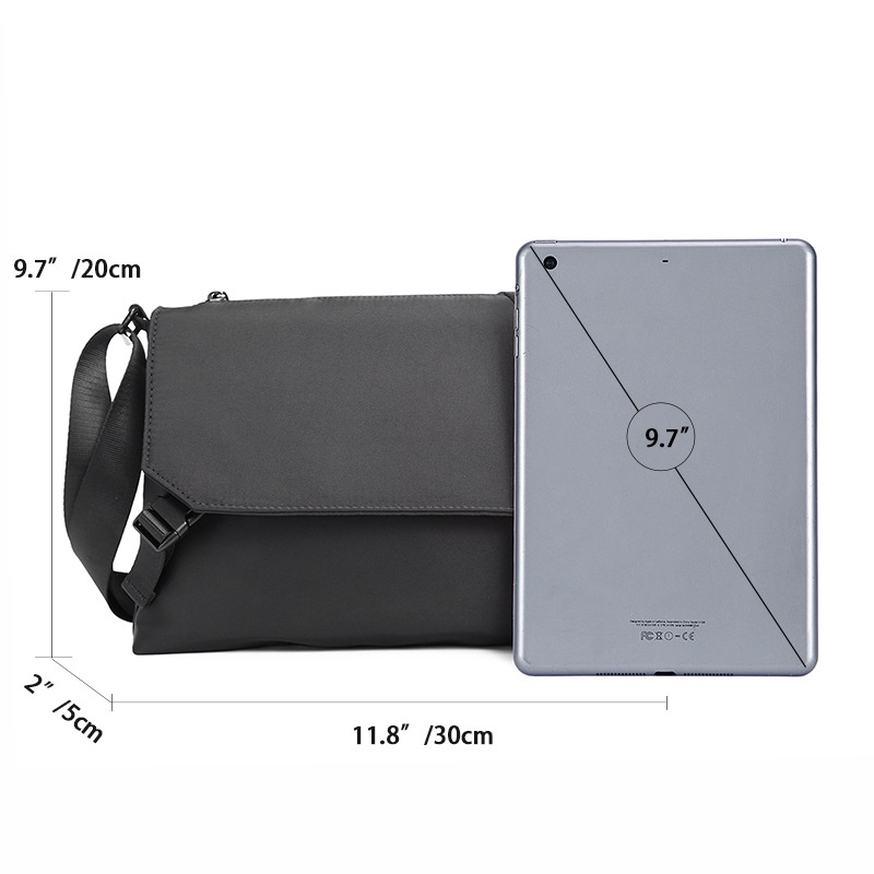 Men's Matte Black Crossbody Messenger Bag