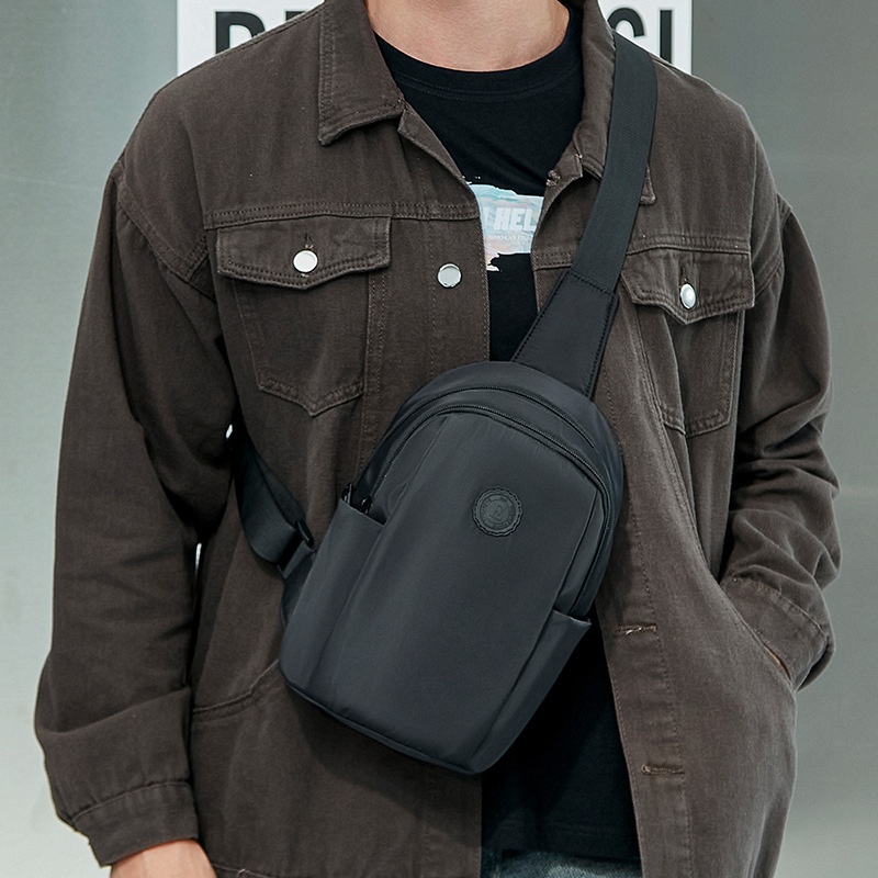 Lightweight Black Sling Bag - Men's Crossbody Chest Pack