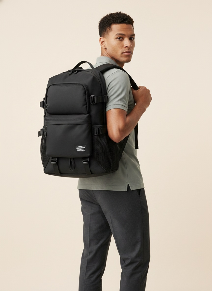 Spacious Black Backpack for Travel & Daily Commute