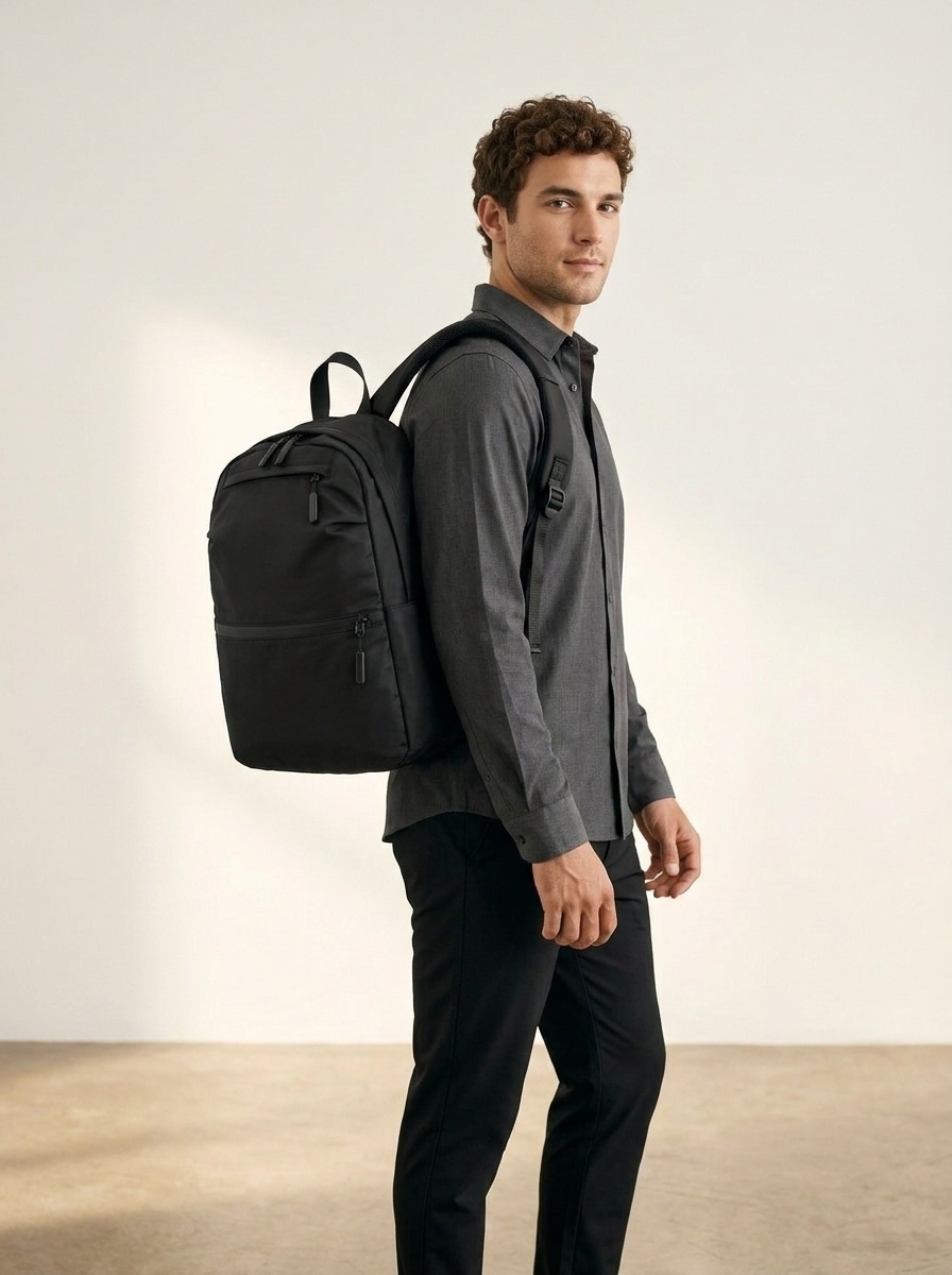 Minimalist Black Everyday Backpack - Unisex Travel Bag