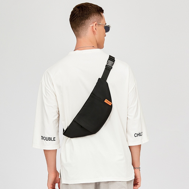 Men's Black Crossbody Sling Bag - Casual Fanny Pack