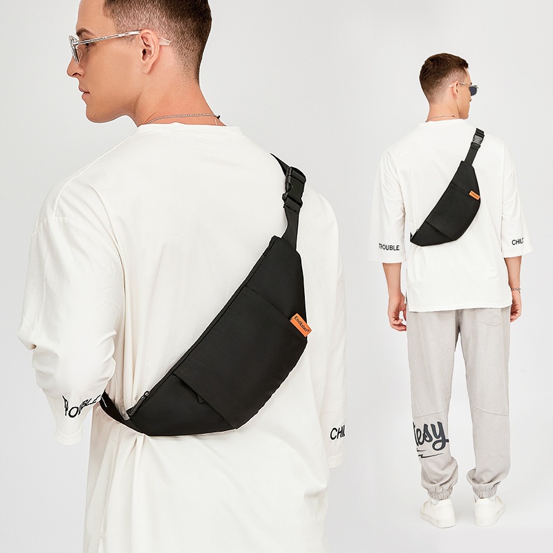 Men's Black Crossbody Sling Bag - Casual Fanny Pack