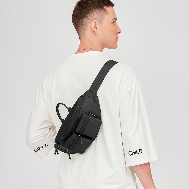 Men's Black Multi-Pocket Fanny Pack | Chest Bag